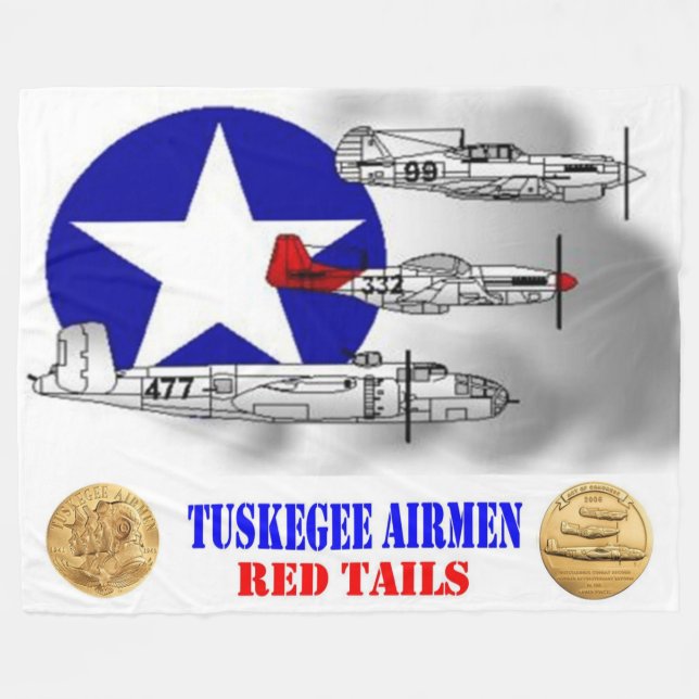 TUSKEGEE AIRMEN (RED SVAN) FLEECEFILT (Framsidan (Horisontell))
