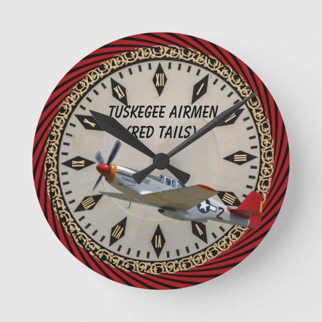 Tuskegee Airmen Round Clock Rund Klocka (Framsida)