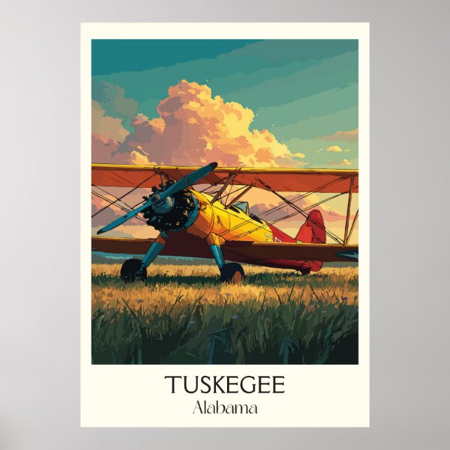 Tuskegee Alabama Vintage Flygplan Poster (Framsidan)