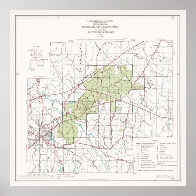 Tuskegee National Forest Karta (1972) Poster (Framsidan)