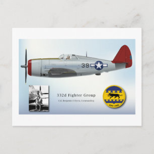 Tuskegee "Red Svan" P-47C Thunderbolt Vykort