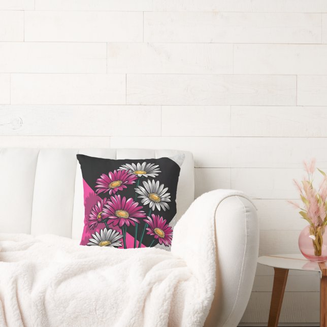 Tussilager i rosa och vit kastkudde kudde (Soffa)