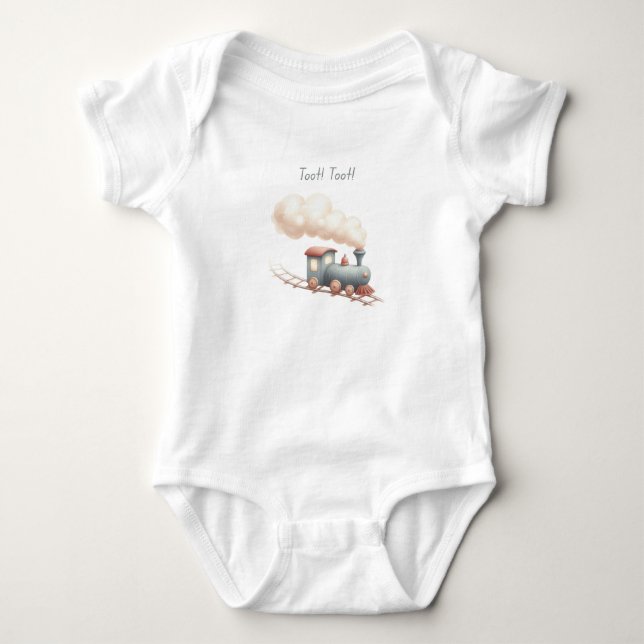 Tut! Tut! Tåg Babyblus T Shirt (Framsida)