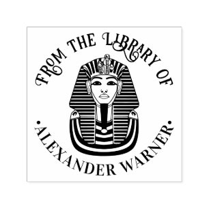 Tutankhamen Begravningsmask Biblioteksboknamn Självfärgande Stämpel