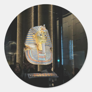 Tutankhamen gul mask | Forntida egyptisk farao Runt Klistermärke