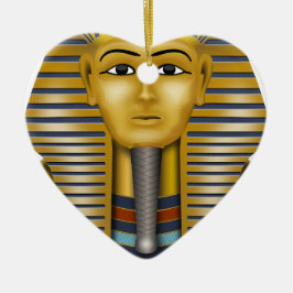 Tutankhamun egyptisk mask julgransprydnad keramik
