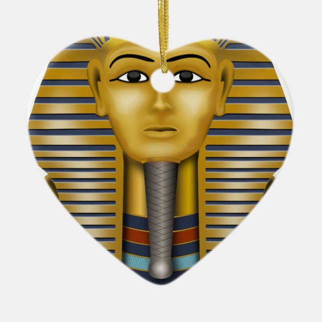 Tutankhamun egyptisk mask julgransprydnad keramik (Framsidan)