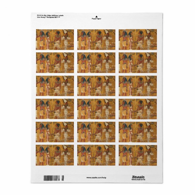 Tutankhamun Grav, North Wall Adressetikett (Helt Ark)