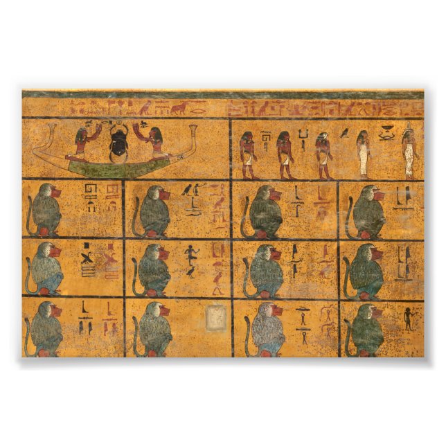 Tutankhamun Grav, Väster Wall by Egyptens History Fototryck (Framsidan)
