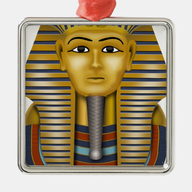 Tutankhamuns egyptiska mask julgransprydnad metall (Framsidan)