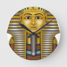 Tutankhamuns egyptiska mask rund klocka