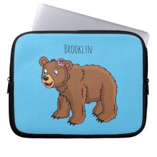 Tutbjörn med illustration av tecknaden av blomman laptop fodral
