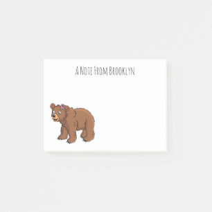 Tutbjörn med illustration av tecknaden av blomman post-it block