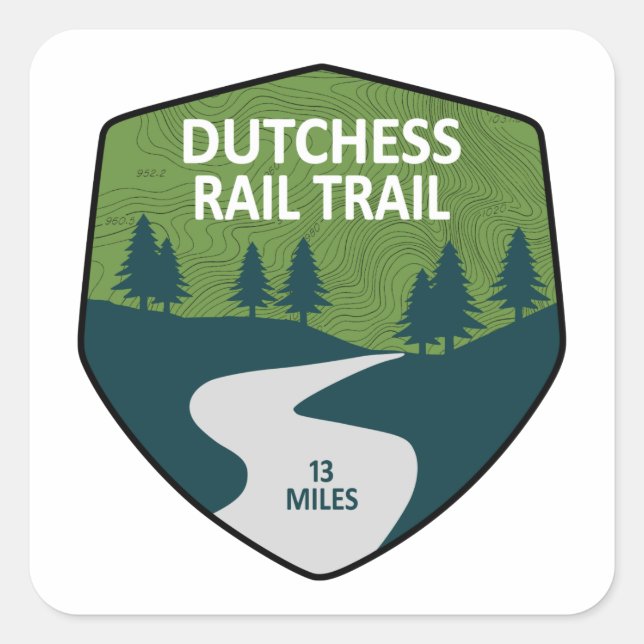 Tutchess Rail Trail Fyrkantigt Klistermärke (Framsida)