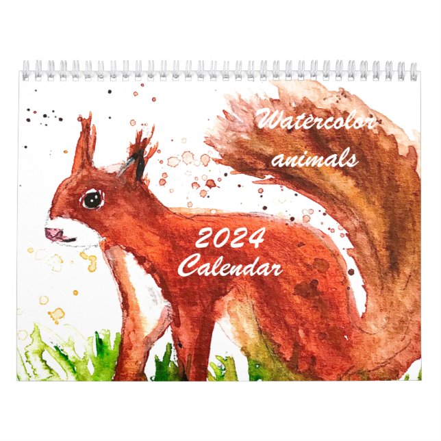 Tute Djuren Vattenfärgsekorren Fox Hjort Forest Kalender (Omslag)