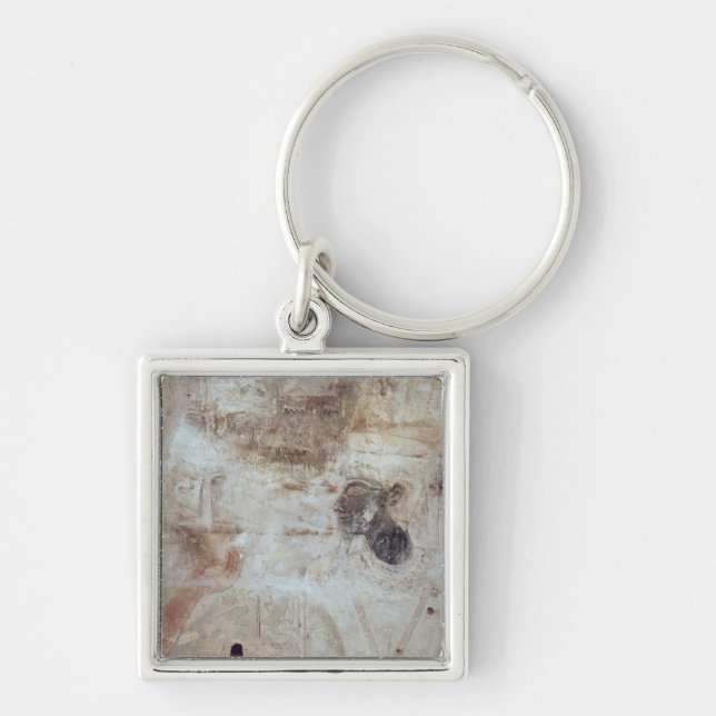 Tuthmosis III erbjudande rökelse till guden, Fyrkantig Silverfärgad Nyckelring (Framsidan)