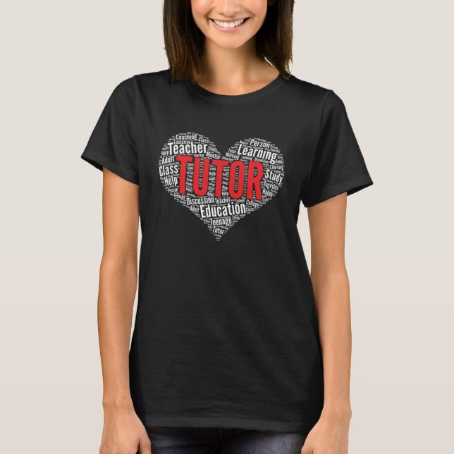 Tutor Heart Shape Ord Cloud T Shirt (Framsida)