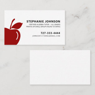 Tutor Lärare Ruby Red Apple Logotyp Black Text Visitkort