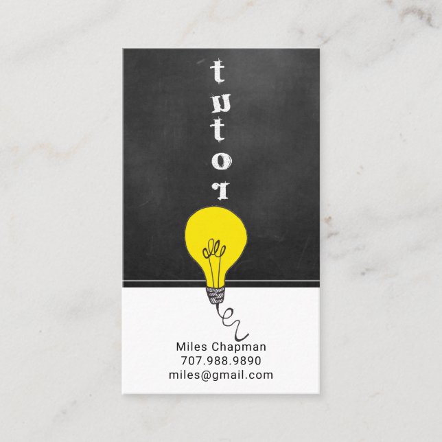 Tutor Teacher Chalkboard Light Bulb Idea Visitkort (Framsida)