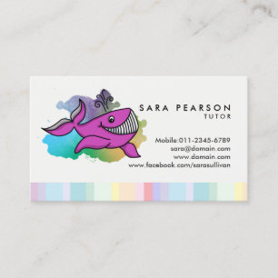 Tutor Tuition Tutoring Tecknad Whale Visitkort