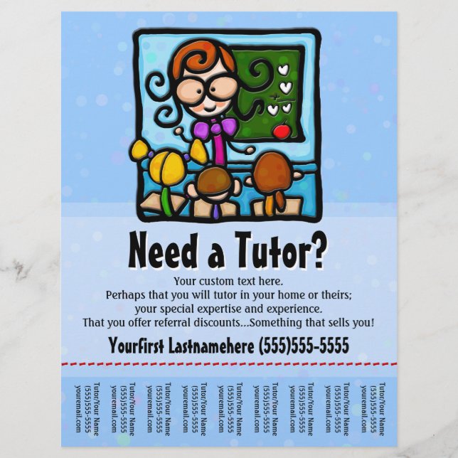 Tutor.Tutoring.Anpassningsbar text/färg Reklamblad (Framsidan)
