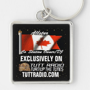 Tutt radiosände Allstar Keychain Fyrkantig Silverfärgad Nyckelring