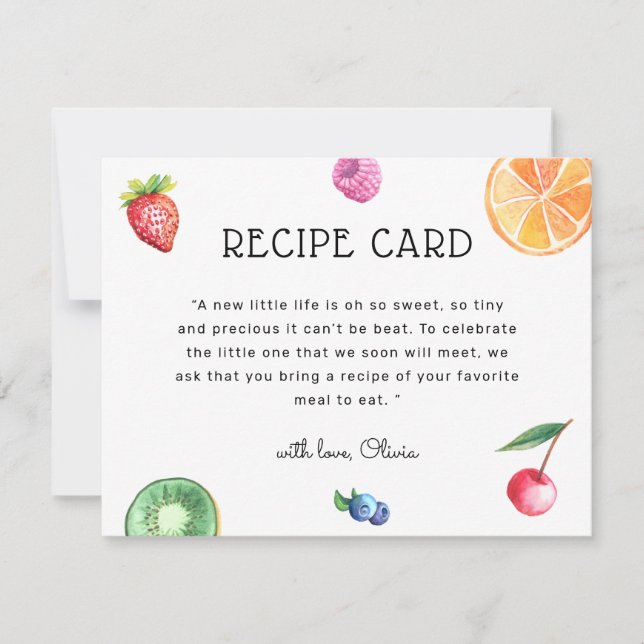 Tutti Fruitti Baby Shower Recept Card (Framsida)
