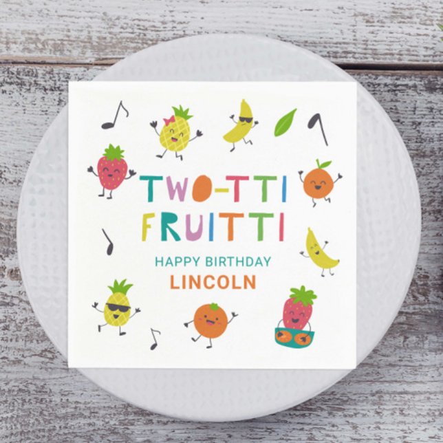 Tutti Fruitti Birthday Anpassningsbar Cute Fruits Pappersservett (Skapare uppladdad)