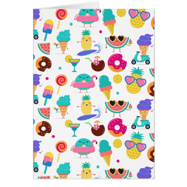 Tutti Fruitti Sommar Fruit Ice Cream Treats Party OBS Kort (Framsidan)