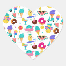 Tutti Fruitti Sommar Frukt Glass Godis Fest Hjärtformat Klistermärke