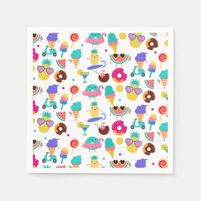 Tutti Fruitti Sommar Frukt Glass Godis Fest Pappersservett (Framsidan)