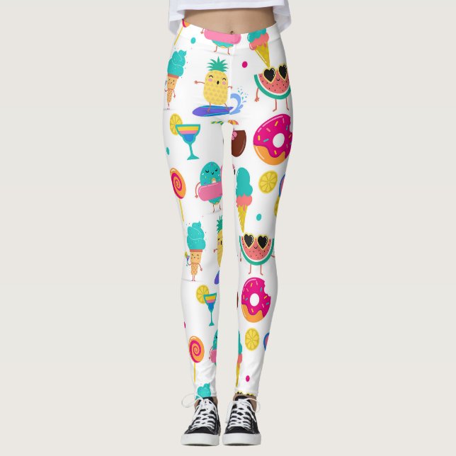 Tutti Fruitti Sommar Frukt Glass-godis Leggings (Framsida)