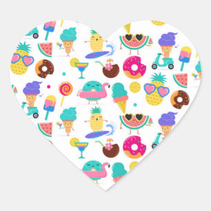 Tutti Fruitti Sommar Frukt Glass Gods Party Hjärtformat Klistermärke