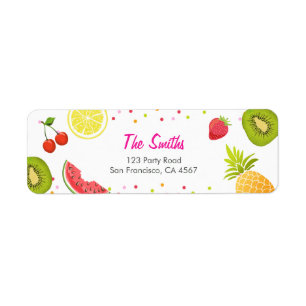 Tutti-frutti Address Label Fruit Picnic Fruktig Returadress Etikett