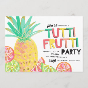 TUTTI FRUTTI-ananas födelsedagsfest inbjudan