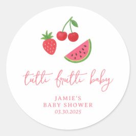 Tutti Frutti Baby Shower Runt Klistermärke