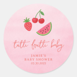 Tutti Frutti Baby Shower Runt Klistermärke