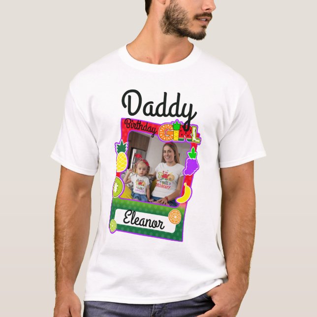 Tutti frutti Birthday Girl Pappa Photo Ram Shirt T Shirt (Framsida)