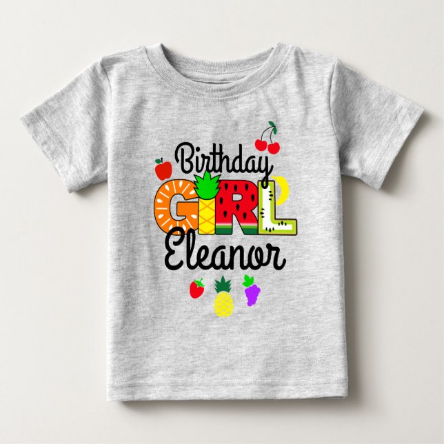Tutti frutti Birthday Girl T Shirt (Framsida)