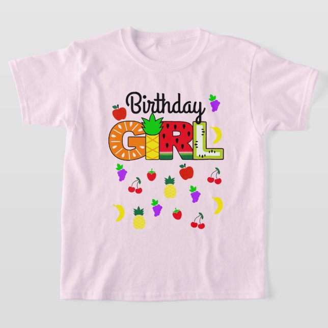 Tutti frutti Birthday Girl T Shirt (Laydown)