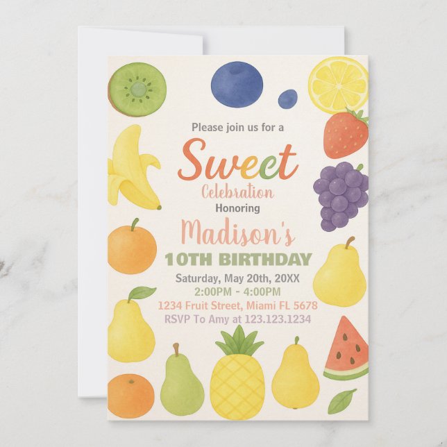 Tutti Frutti Birthday-inbjudan Inbjudningar (Framsida)