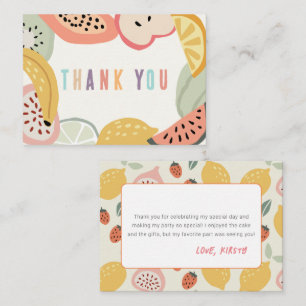 Tutti Frutti Colorful Fruit 2:a födelsedag Tack Anteckningskort