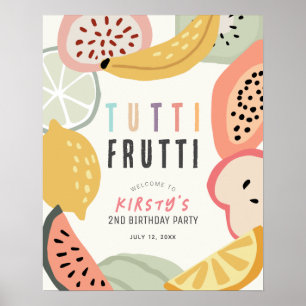 Tutti Frutti Colorful Fruit 2:a födelsedag Välkomm Poster