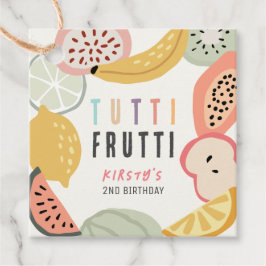 Tutti Frutti Colorful Fruit 2:a födelsedagen Gåvor Etiketter