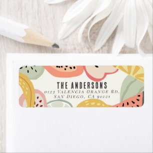 Tutti Frutti Colorful Fruit 2:a födelsedagen Returadress Etikett