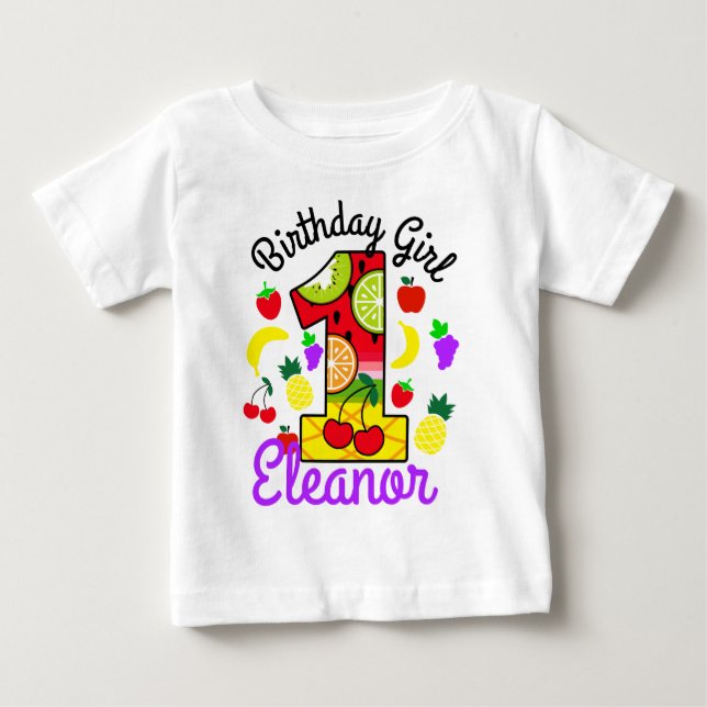 Tutti frutti First Birthday Girl T Shirt (Framsida)