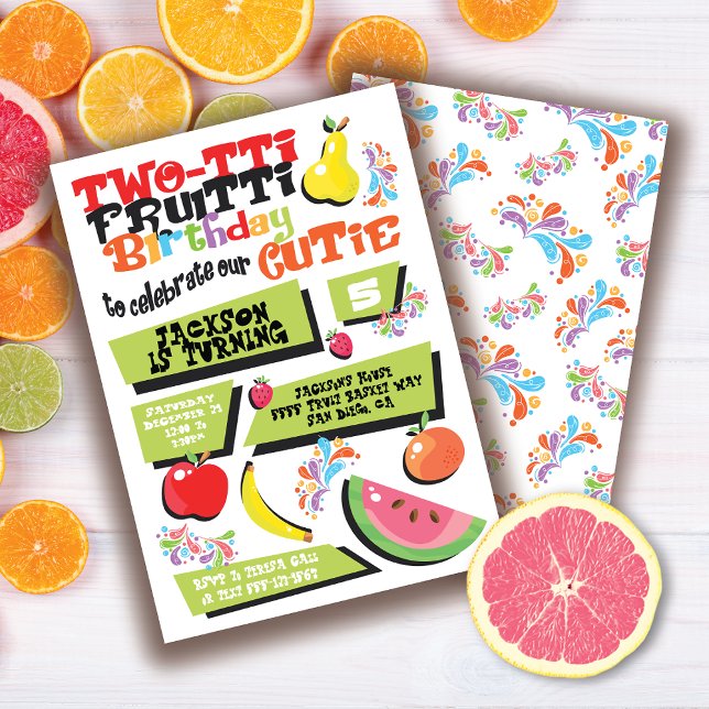 Tutti Frutti Födelsedagsfest inbjudan (Skapare uppladdad)