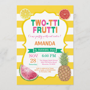 Tutti Frutti Födelsedagsfest inbjudan 2:a Bday