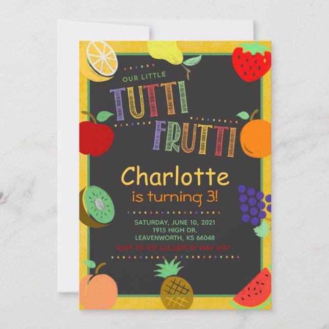 Tutti Frutti Fruit Birthday Inbjudningar (Framsida)