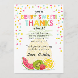 Tutti Frutti Party Fruktfödelsedag Tack Kort